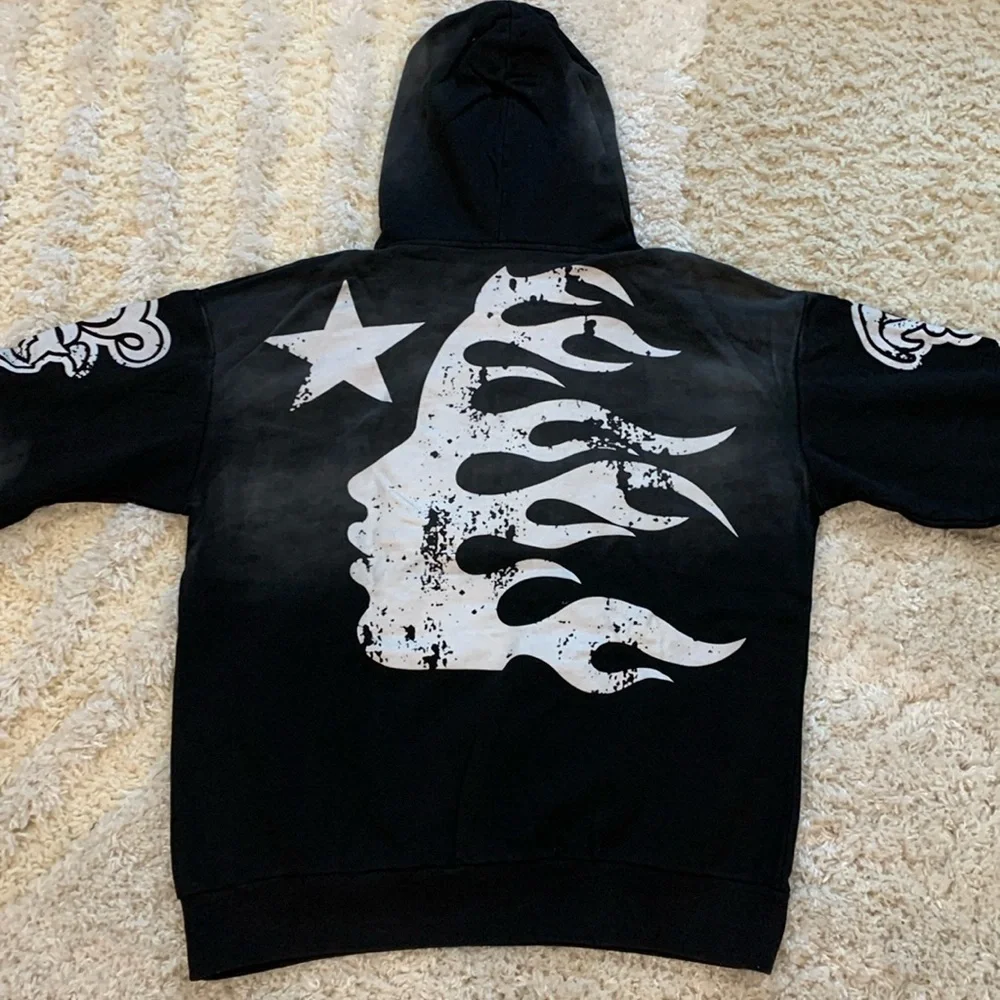 Hellstar Black Yoga Washed Black Pullover Hoodie Men’s Size Large